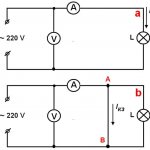 Электрическая схема нормального режима работы (а) и короткого замыкания (b)