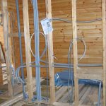 Electrical installation work in a frame house