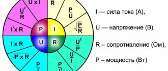 Формула мощности по току и напряжению схемы