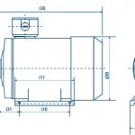 Dimensional drawing of the AIR series electric motor, version 1001