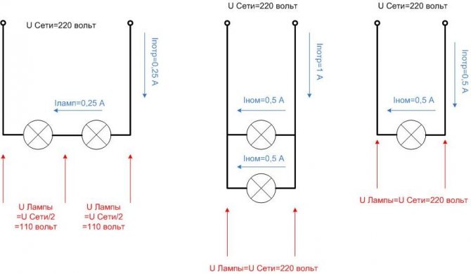 Как подсоединить лампочки последовательно схема подключения Parallel connection of light bulbs and serial connection: how to correctly conne