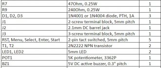 PROGRAMMABLE TIME RELAY - Parts List