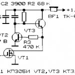 Circuit of a simple economical low-frequency amplifier with three transistors