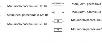 Стандартные обозначения на электрических схемах и типовые номиналы по мощности
